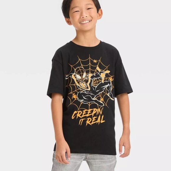 Boys Marvel SPIDER-MAN "Creepin' It Real" Halloween T-Shirt Size XL 14/16 NWT - Picture 1 of 1